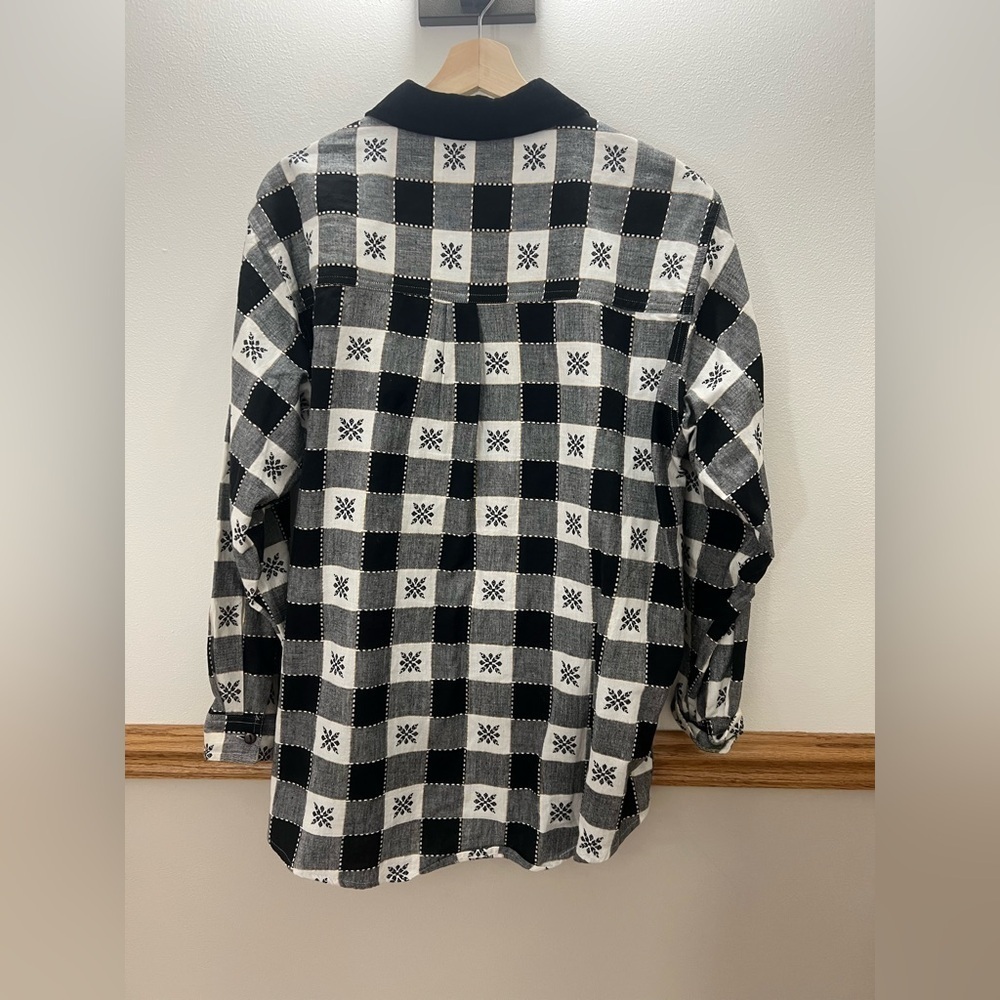 Vintage 90s Christmas Flannel Plaid Embroidered Button Down Sweater Size XL - Picture 5 of 8